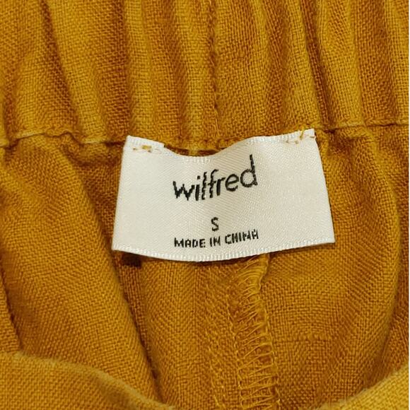 Aritzia Wilfred Linen Shorts Elastic Waist High Rise Lightweight Yellow Womens S - Picture 3 of 7